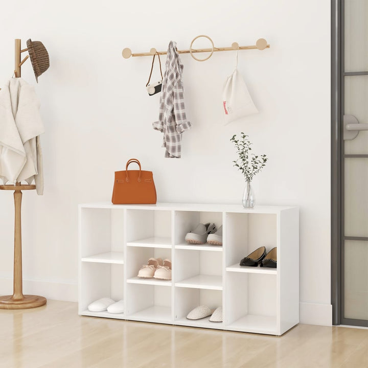 Banchetă Pantofar Alb Extralucios 103X30X54,5 Cm Lemn Prelucrat
