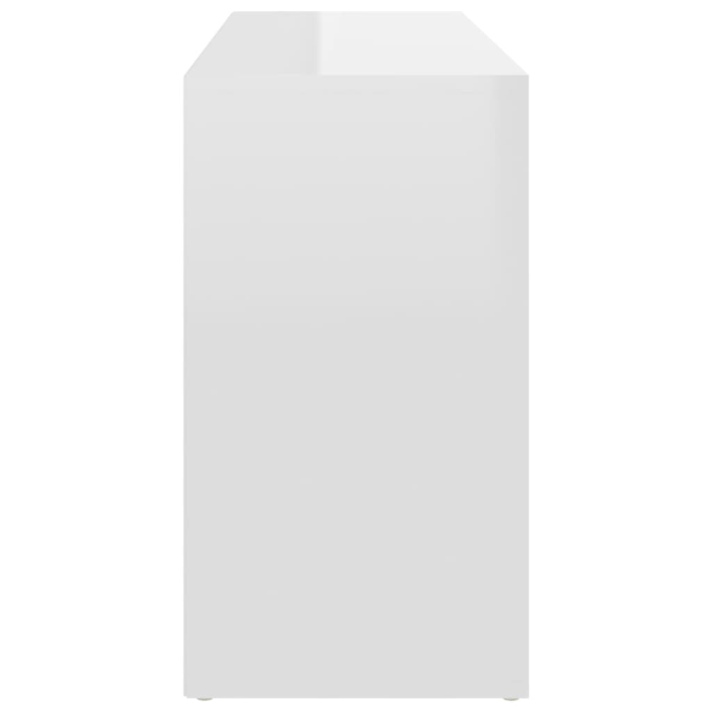 Banchetă Pantofar Alb Extralucios 103X30X54,5 Cm Lemn Prelucrat