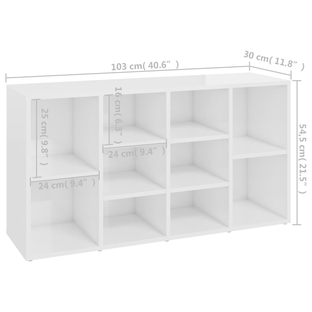 Banchetă Pantofar Alb Extralucios 103X30X54,5 Cm Lemn Prelucrat