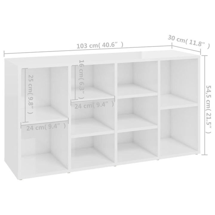 Banchetă Pantofar Alb Extralucios 103X30X54,5 Cm Lemn Prelucrat