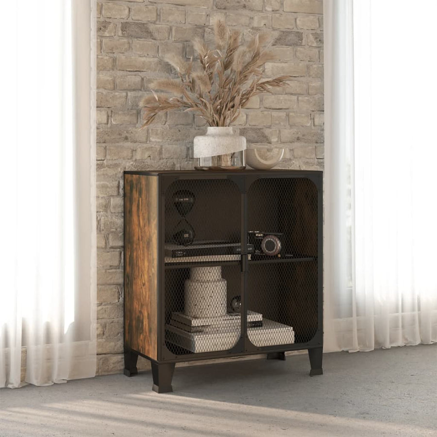 Dulap De Depozitare În Stil Rustic,Maro,72X36X82Cm,Metal Și Mdf