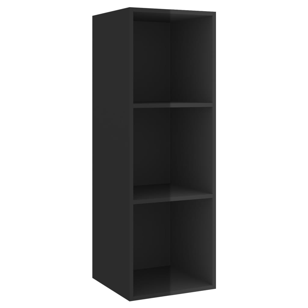 Set De Dulapuri Tv, 3 Piese, Negru Extralucios, Lemn Prelucrat