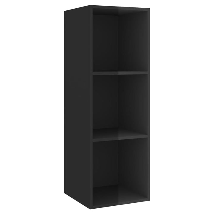 Set De Dulapuri Tv, 3 Piese, Negru Extralucios, Lemn Prelucrat