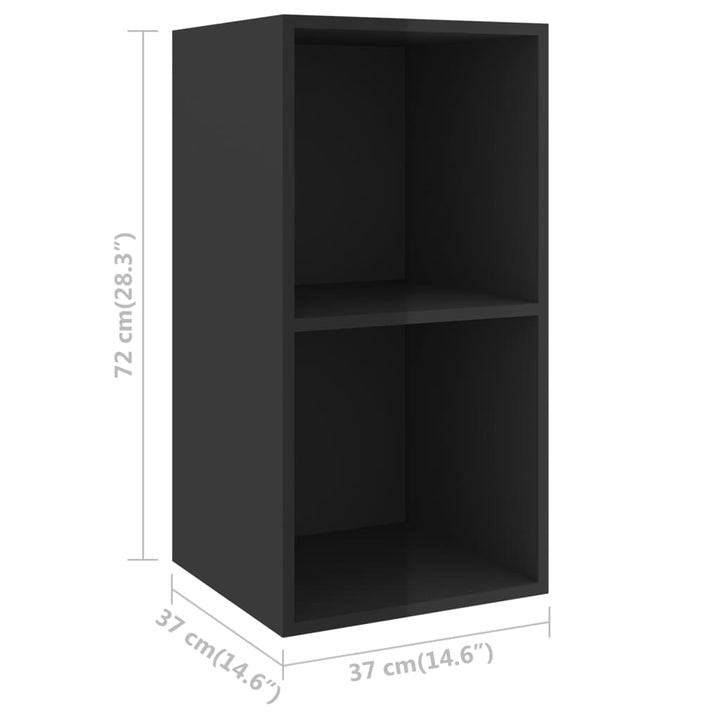 Set De Dulapuri Tv, 3 Piese, Negru Extralucios, Lemn Prelucrat