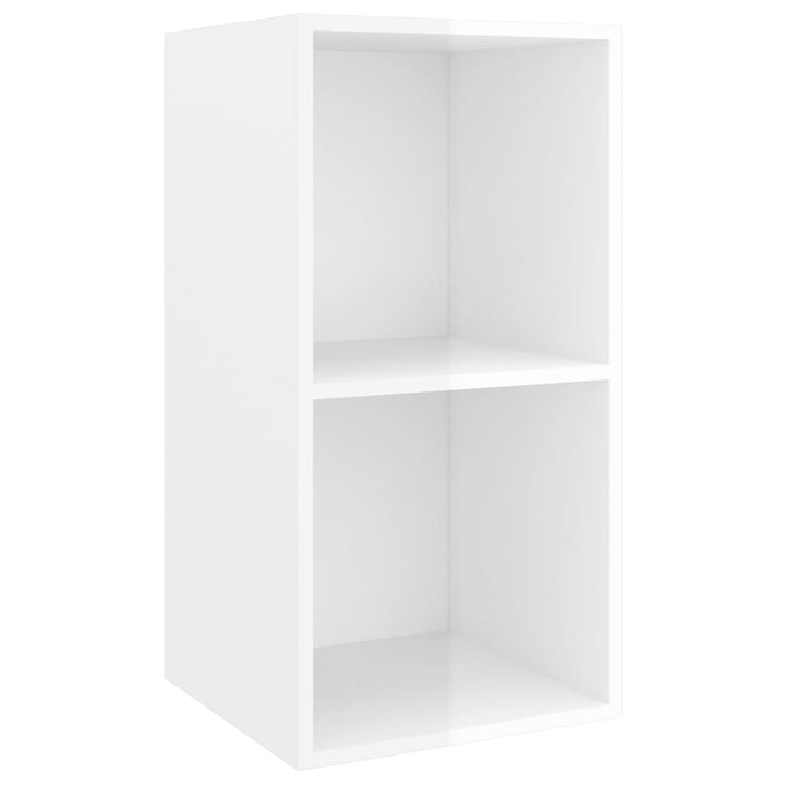 Set De Dulap Tv, 3 Piese, Alb Extralucios, Lemn Prelucrat