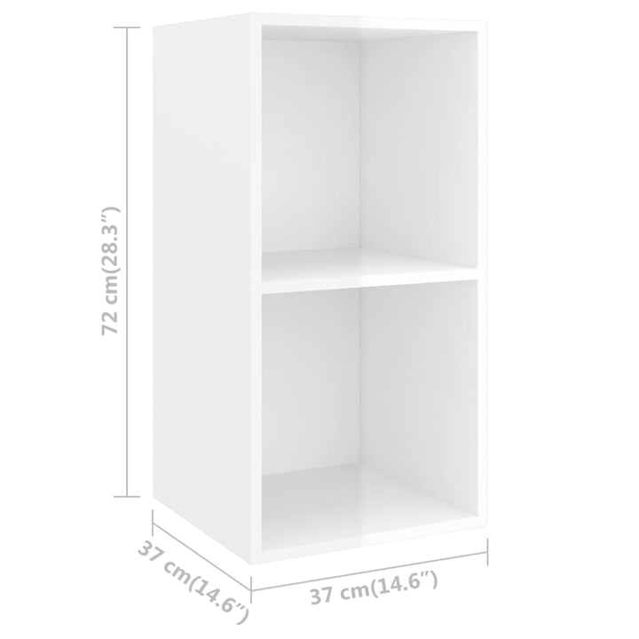 Set De Dulap Tv, 3 Piese, Alb Extralucios, Lemn Prelucrat