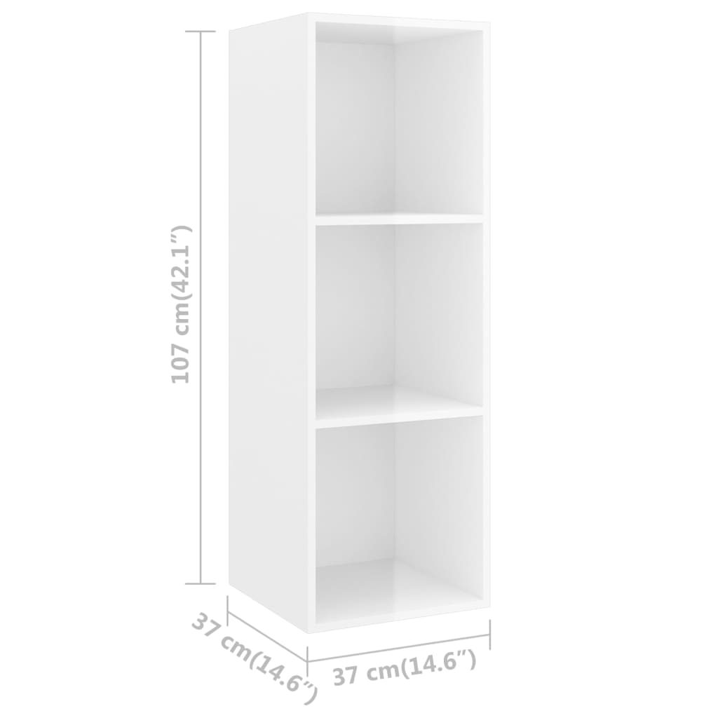 Set De Dulap Tv, 3 Piese, Alb Extralucios, Lemn Prelucrat