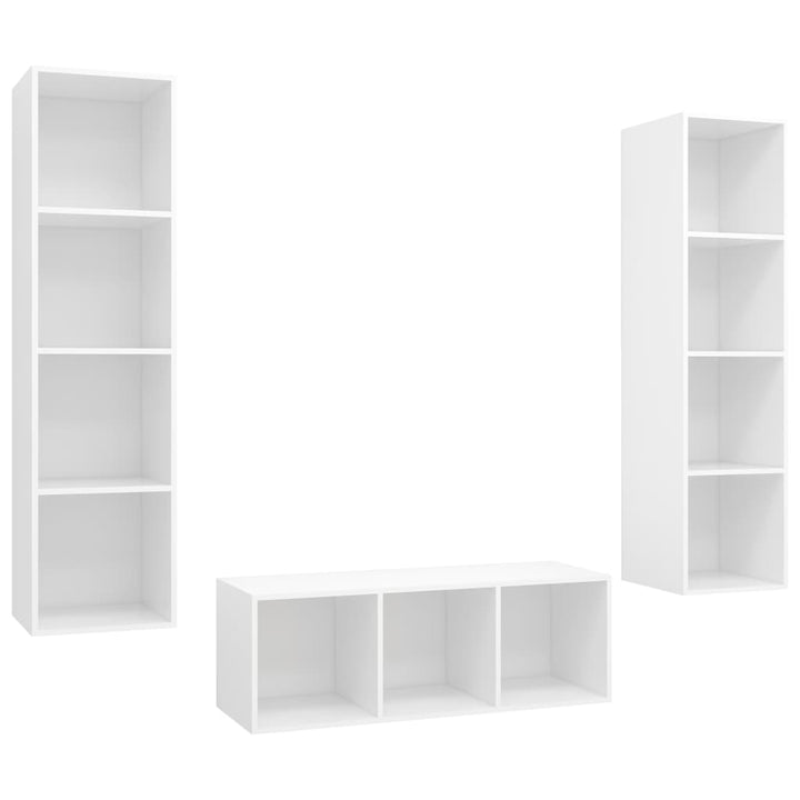 Set De Dulapuri Tv, 3 Piese, , Lemn Prelucrat