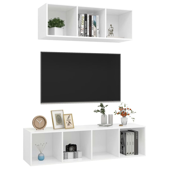 Set De Dulapuri Tv, 2 Piese, , Lemn Prelucrat