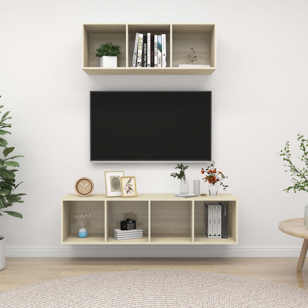 Set De Dulapuri Tv, 2 Piese, , Lemn Prelucrat