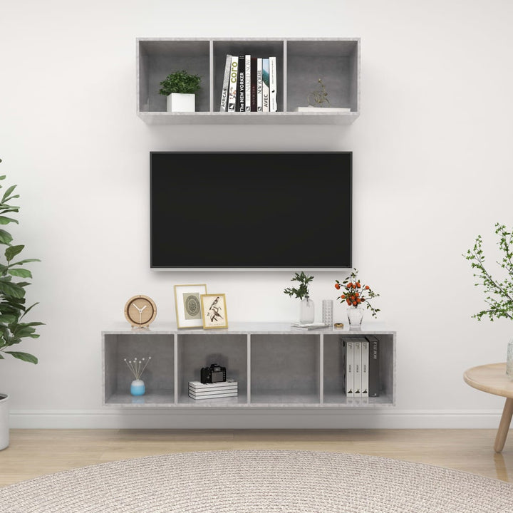 Set De Dulapuri Tv, 2 Piese, , Lemn Prelucrat