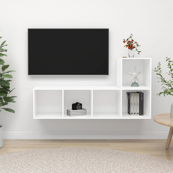 Set Dulapuri Tv, 2 Piese, Gri Extralucios, Lemn Prelucrat