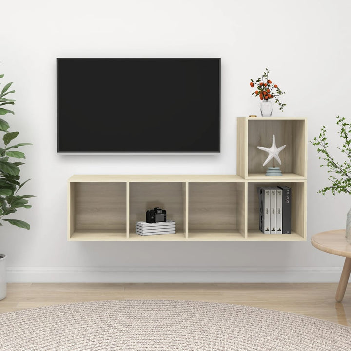 Set Dulapuri Tv, 2 Piese, Gri Extralucios, Lemn Prelucrat