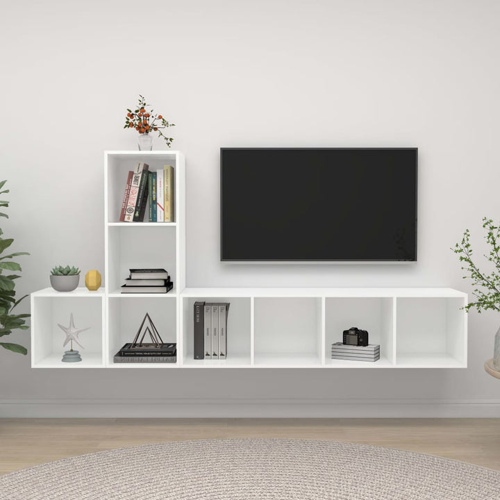 Set Dulapuri Tv, 3 Piese, , Lemn Prelucrat