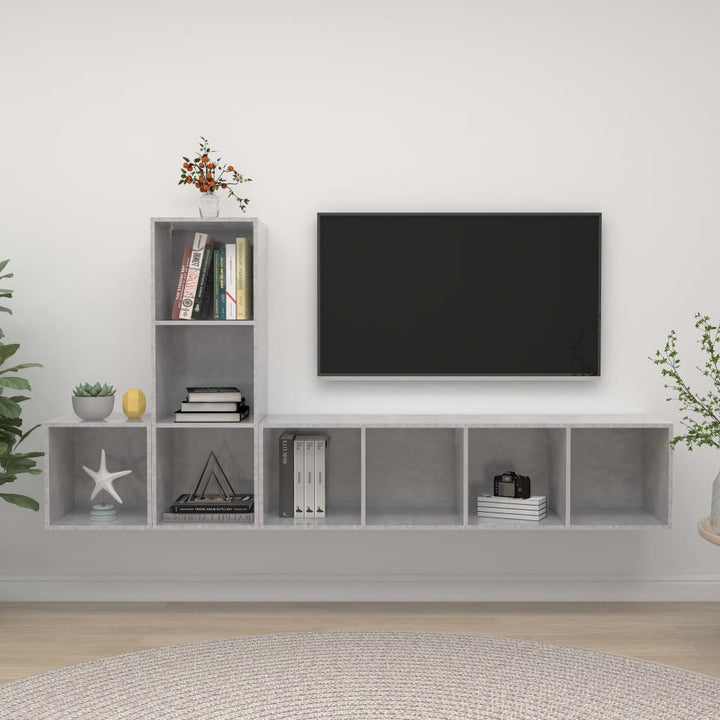 Set Dulapuri Tv, 3 Piese, , Lemn Prelucrat