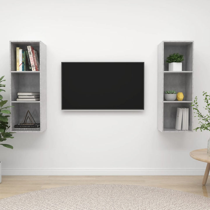 Dulapuri Tv Suspendate, 2 Buc., Alb Extralucios, Lemn Prelucrat
