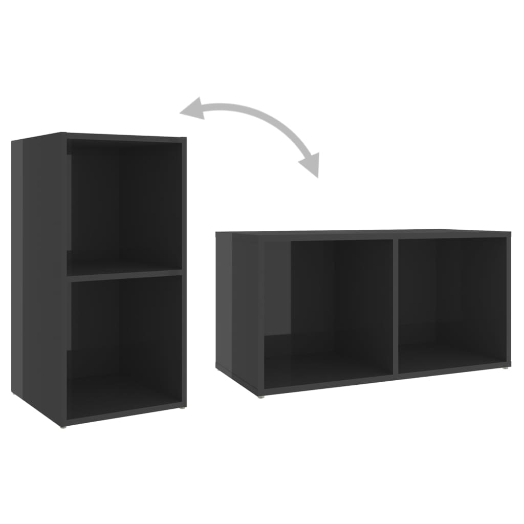 Set De Dulapuri Tv, 3 Piese, Gri Extralucios, Lemn Prelucrat