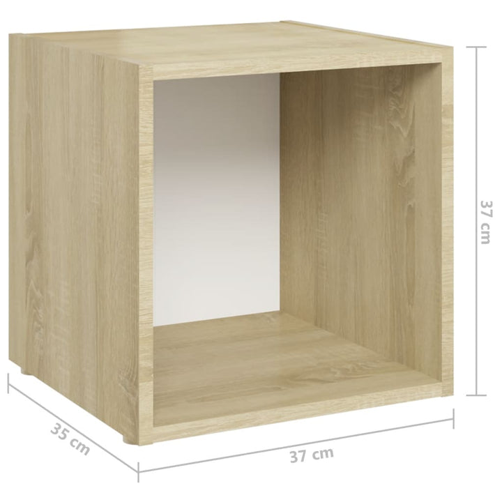 Set De Dulapuri Tv, 3 Piese, Alb/Stejar Sonoma, Lemn Prelucrat