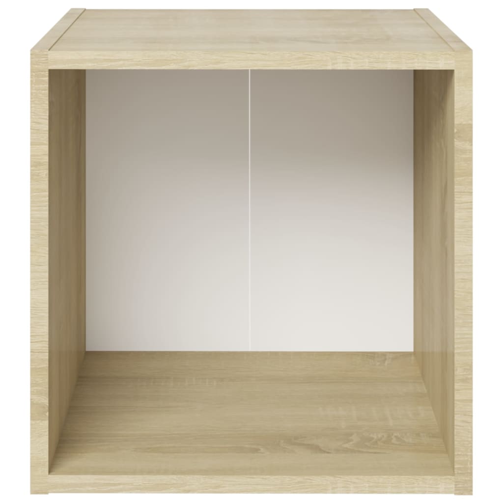 Set De Dulapuri Tv, 3 Piese, Alb/Stejar Sonoma, Lemn Prelucrat