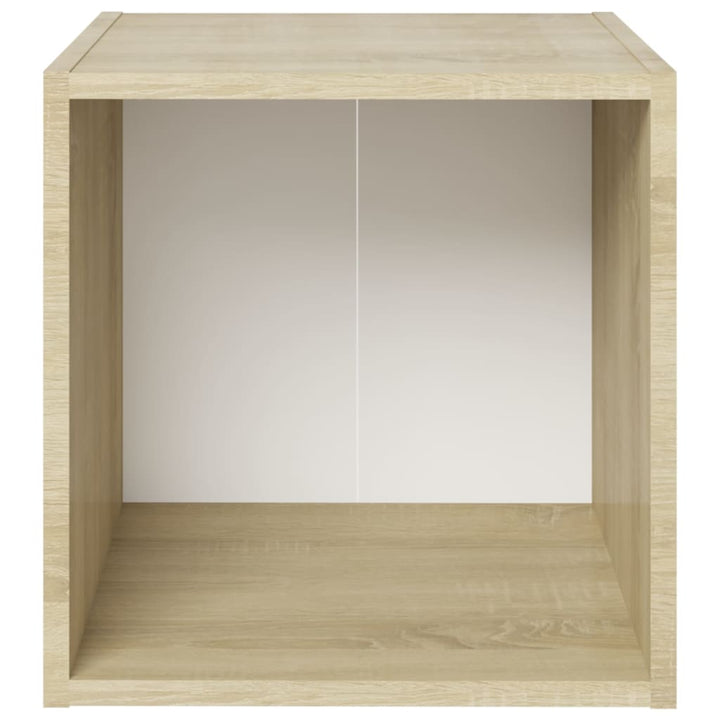 Set De Dulapuri Tv, 3 Piese, Alb/Stejar Sonoma, Lemn Prelucrat