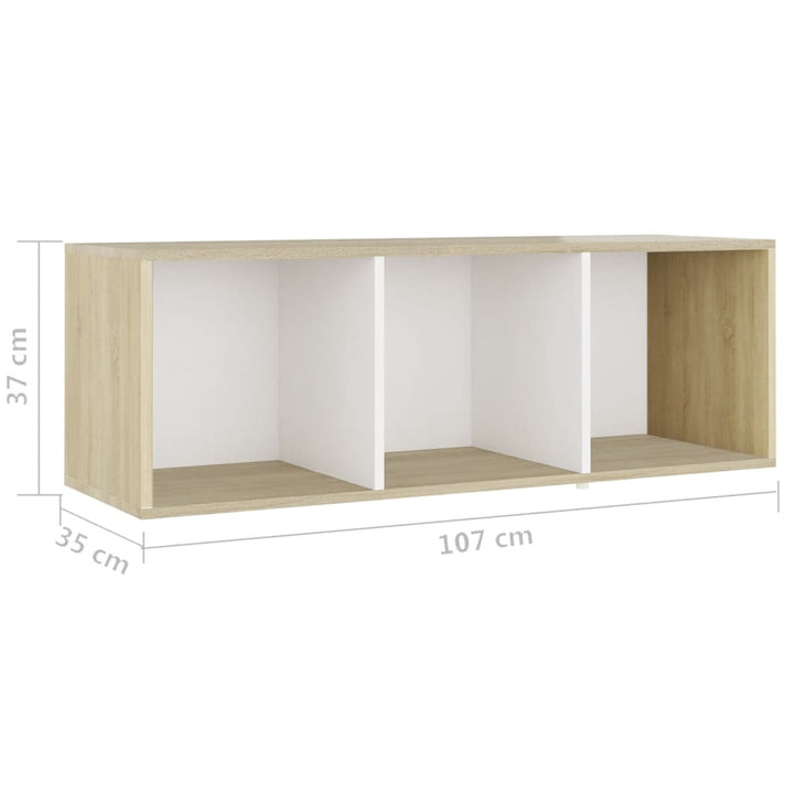 Set De Dulapuri Tv, 3 Piese, Alb/Stejar Sonoma, Lemn Prelucrat