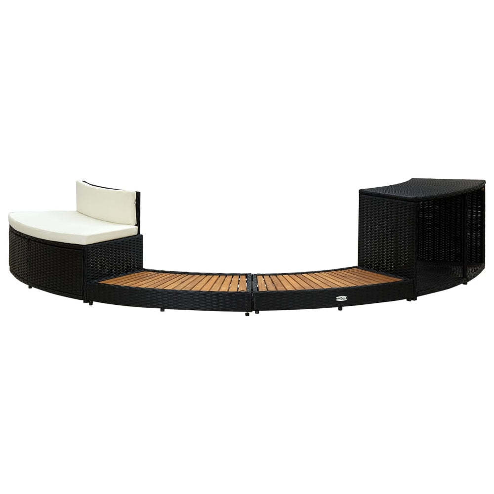 Mobilier De Împrejmuire Spa, Negru, Poliratan Și Lemn De Acacia