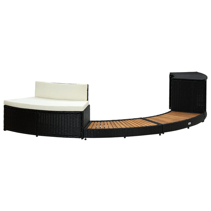 Mobilier De Împrejmuire Spa, Negru, Poliratan Și Lemn De Acacia