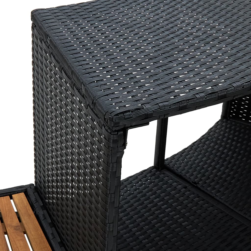 Mobilier De Împrejmuire Spa, Negru, Poliratan Și Lemn De Acacia