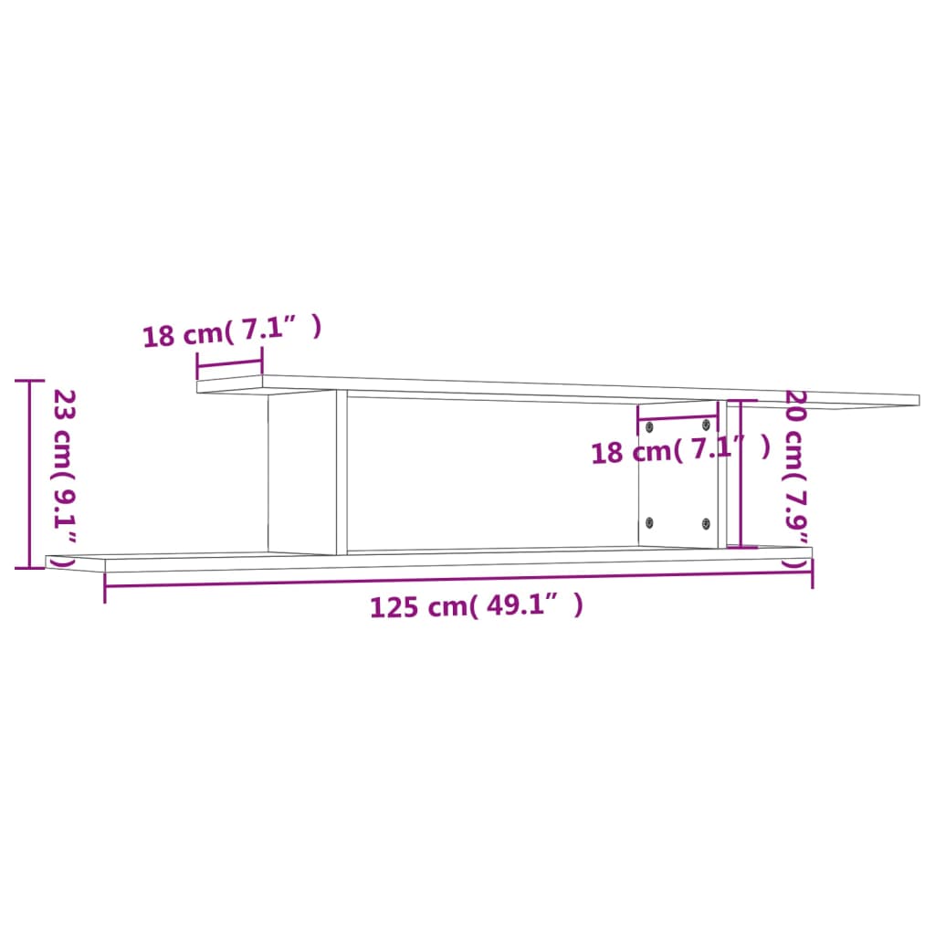 Raft Tv Cu Montaj Pe Perete, , 125X18X23 Cm, Pal