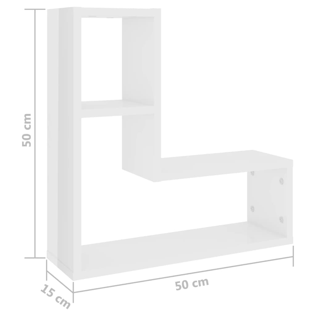 Rafturi De Perete, 2 Buc., Alb Extralucios, 50X15X50 Cm, Pal