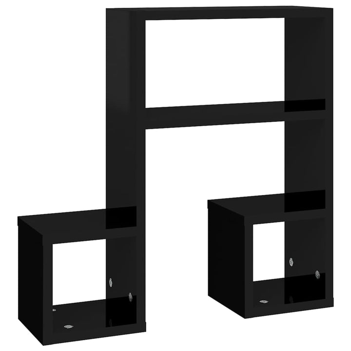 Rafturi De Perete, 2 Buc., Negru Extralucios, 50X15X50 Cm, Pal