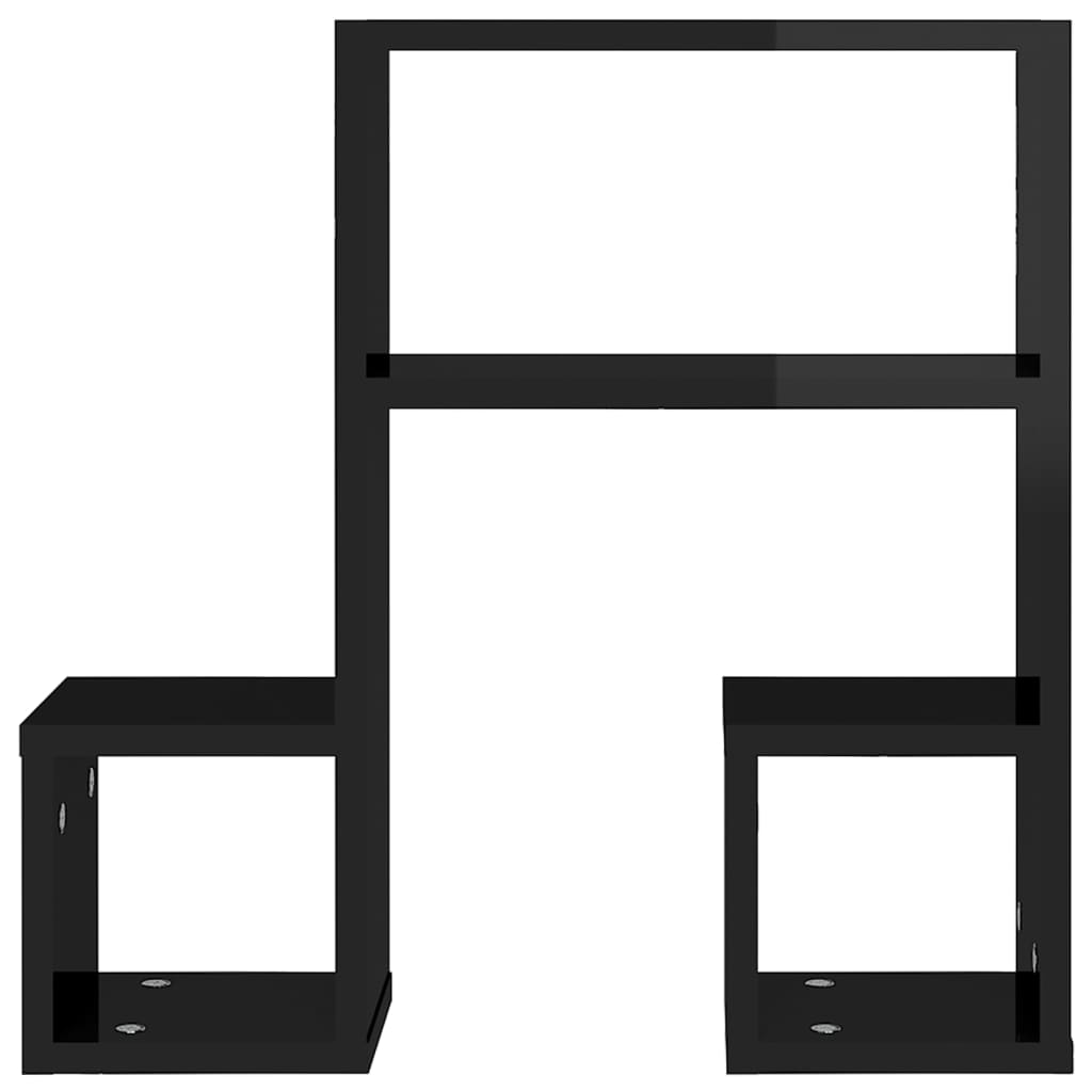 Rafturi De Perete, 2 Buc., Negru Extralucios, 50X15X50 Cm, Pal
