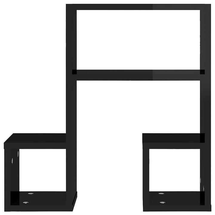 Rafturi De Perete, 2 Buc., Negru Extralucios, 50X15X50 Cm, Pal
