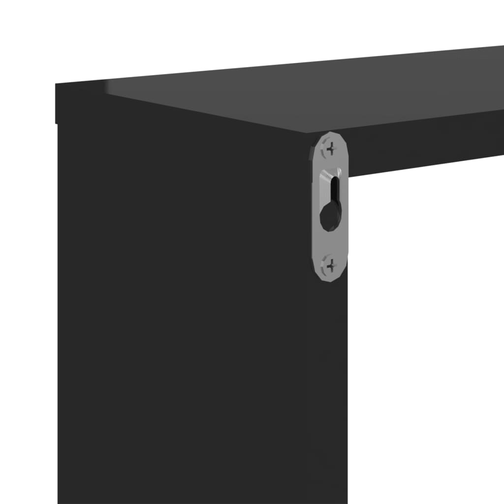 Rafturi De Perete, 2 Buc., Negru Extralucios, 50X15X50 Cm, Pal