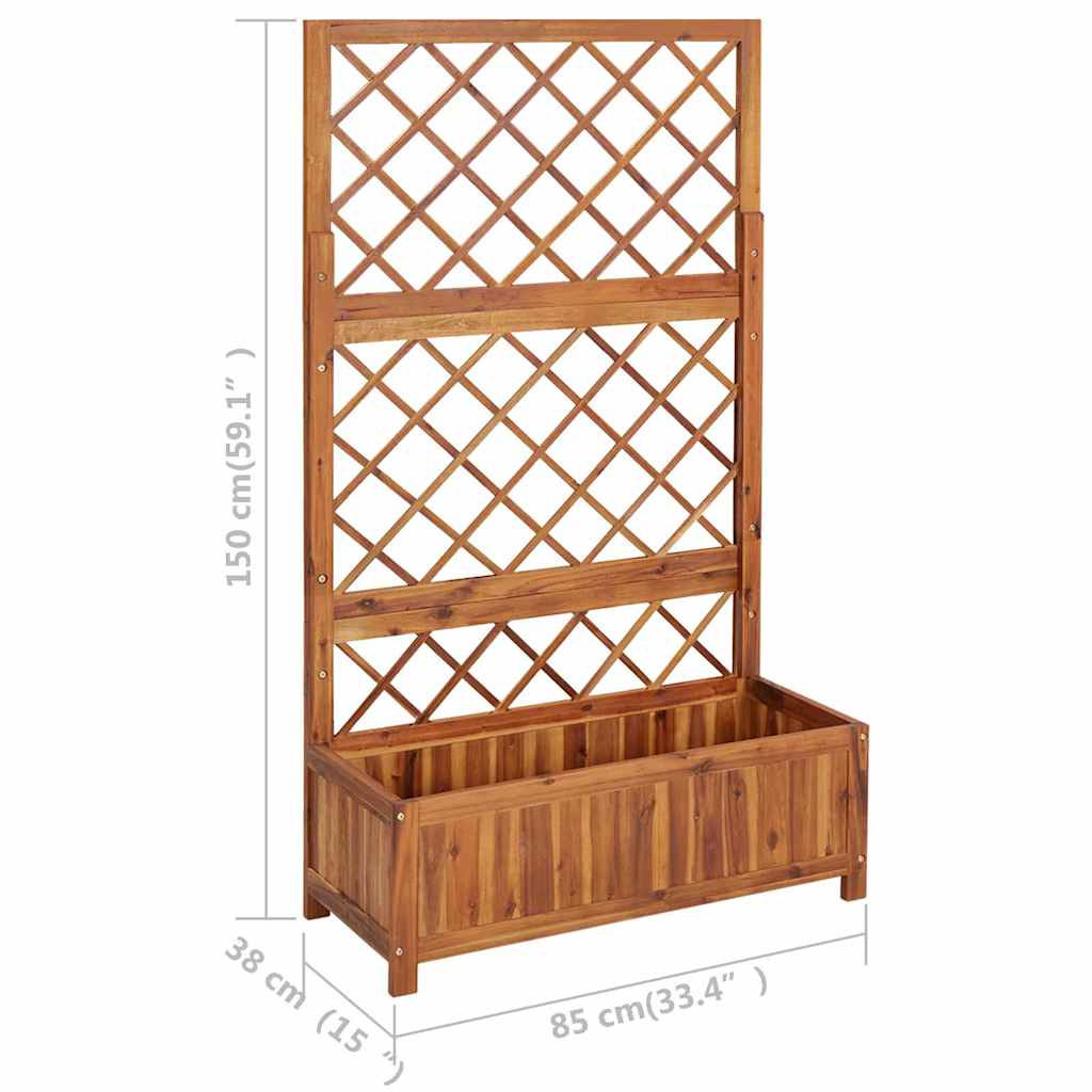 Strat Înălțat Cu Spalier, 85X38X150 Cm, Lemn Masiv De Acacia