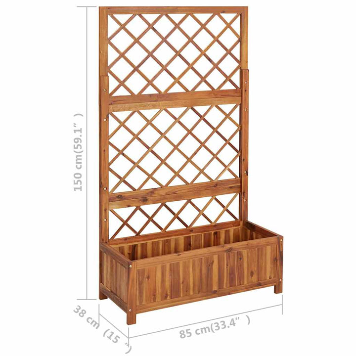 Strat Înălțat Cu Spalier, 85X38X150 Cm, Lemn Masiv De Acacia