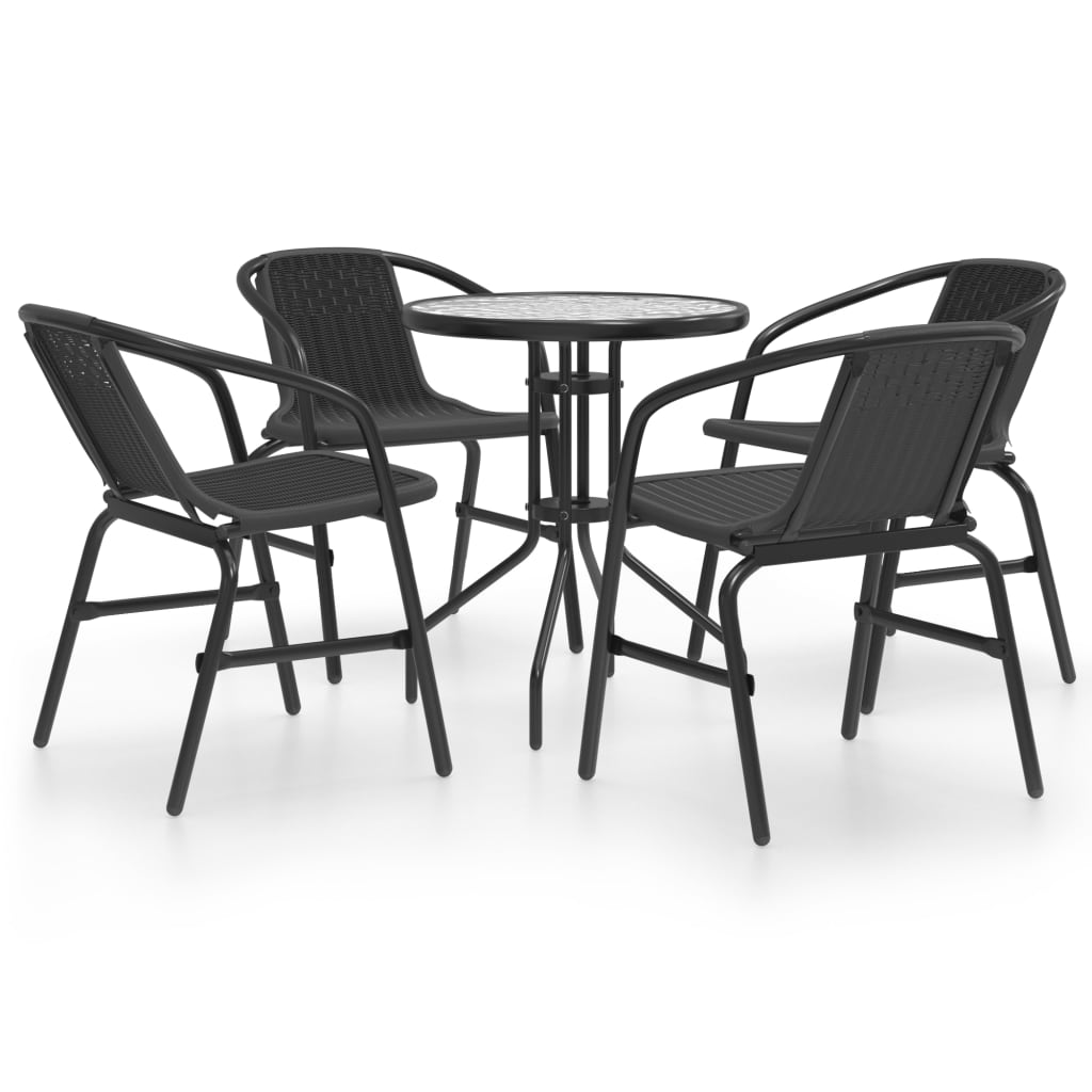Set Mobilier De Grădină, 5 Piese, Negru