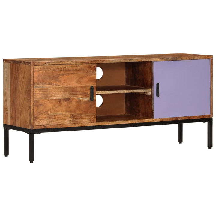 Comodă Tv, Maro Miere/Gri, 110X30X50 Cm, Lemn Masiv De Acacia