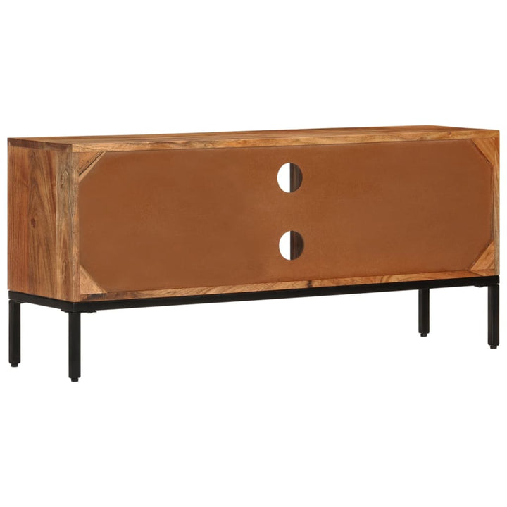 Comodă Tv, Maro Miere/Gri, 110X30X50 Cm, Lemn Masiv De Acacia