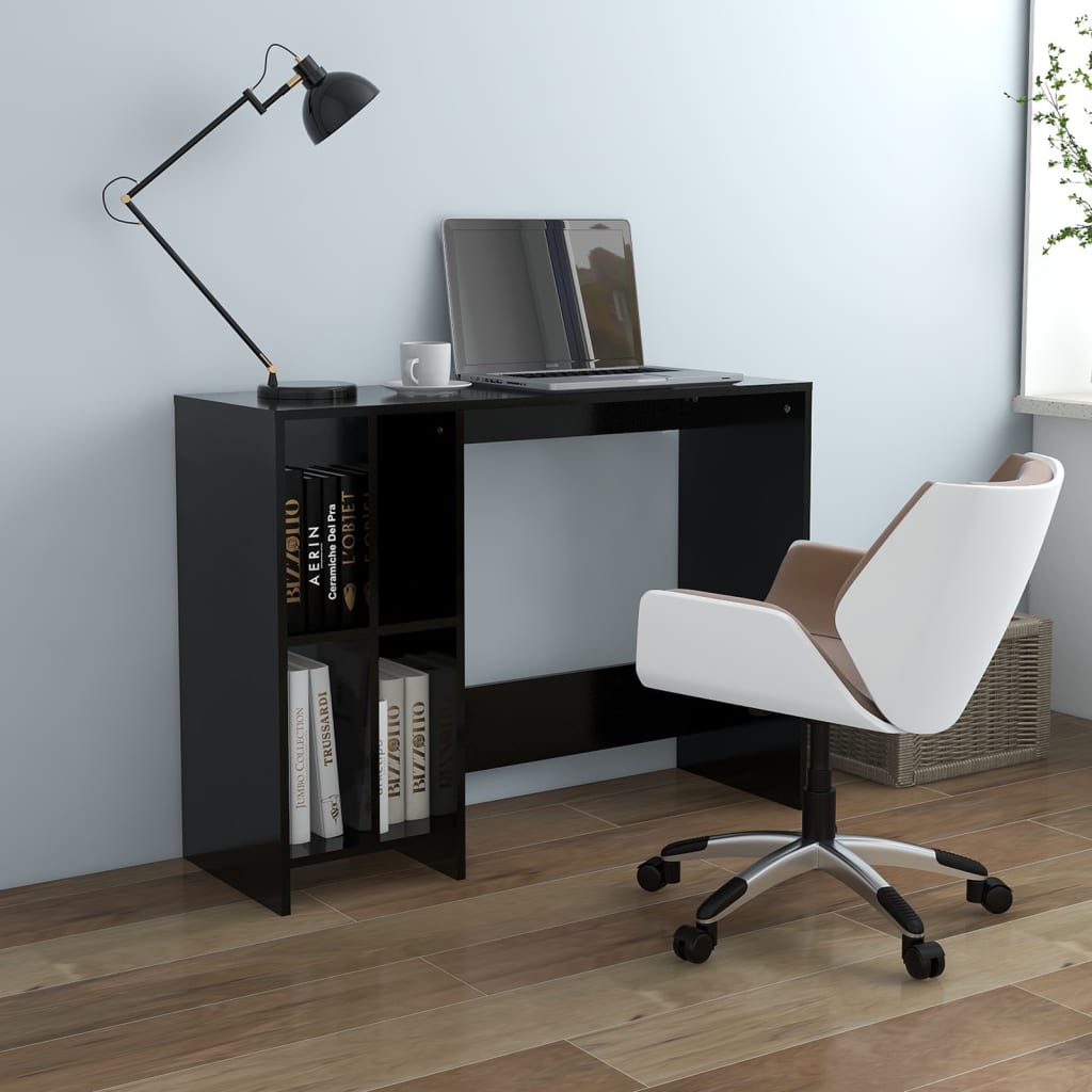 Birou Notebook, Negru Extralucios, 102,5X35X75 Cm, Pal