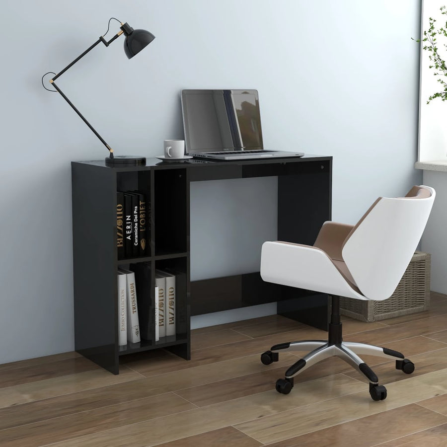 Birou Notebook, Negru Extralucios, 102,5X35X75 Cm, Pal