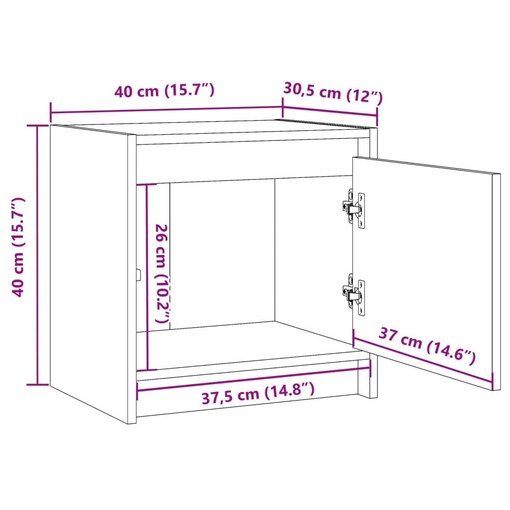 Noptiere, 2 Buc., , 40X30,5X40 Cm, Lemn Masiv De Pin