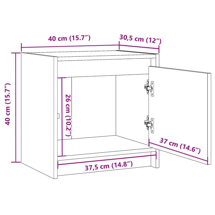 Noptiere, 2 Buc., , 40X30,5X40 Cm, Lemn Masiv De Pin