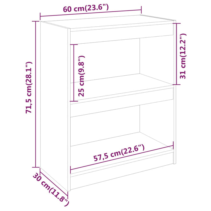 Bibliotecă/Separator Cameră,,60X30X71,5 Cm,Lemn Masiv De Pin