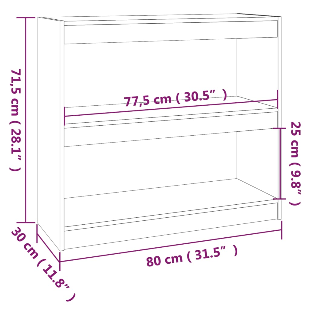 Bibliotecă/Separator Cameră, 80X30X71,5 Cm, Lemn Masiv De Pin