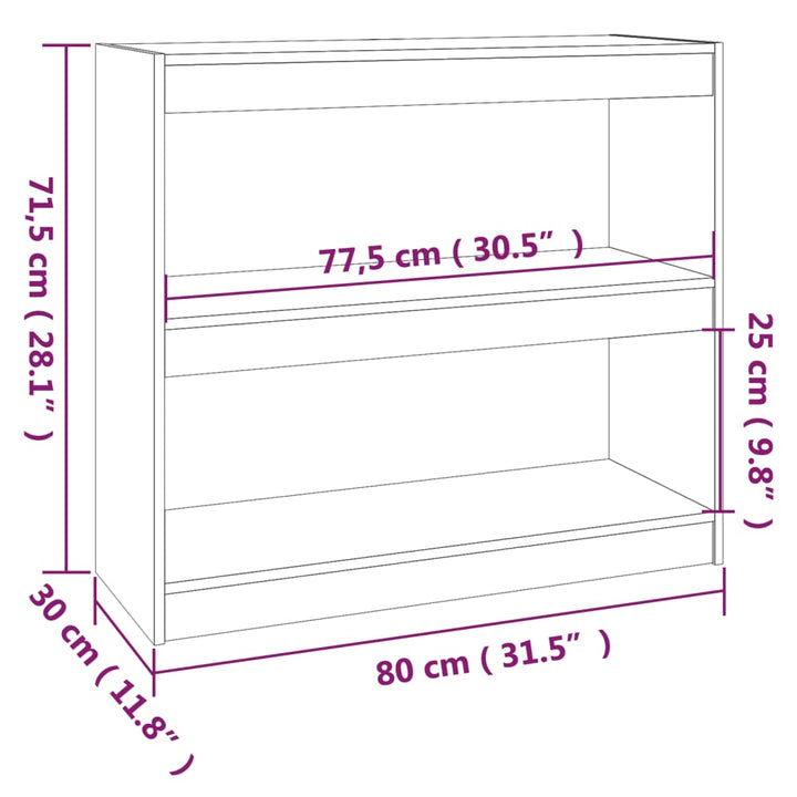 Bibliotecă/Separator Cameră, 80X30X71,5 Cm, Lemn Masiv De Pin