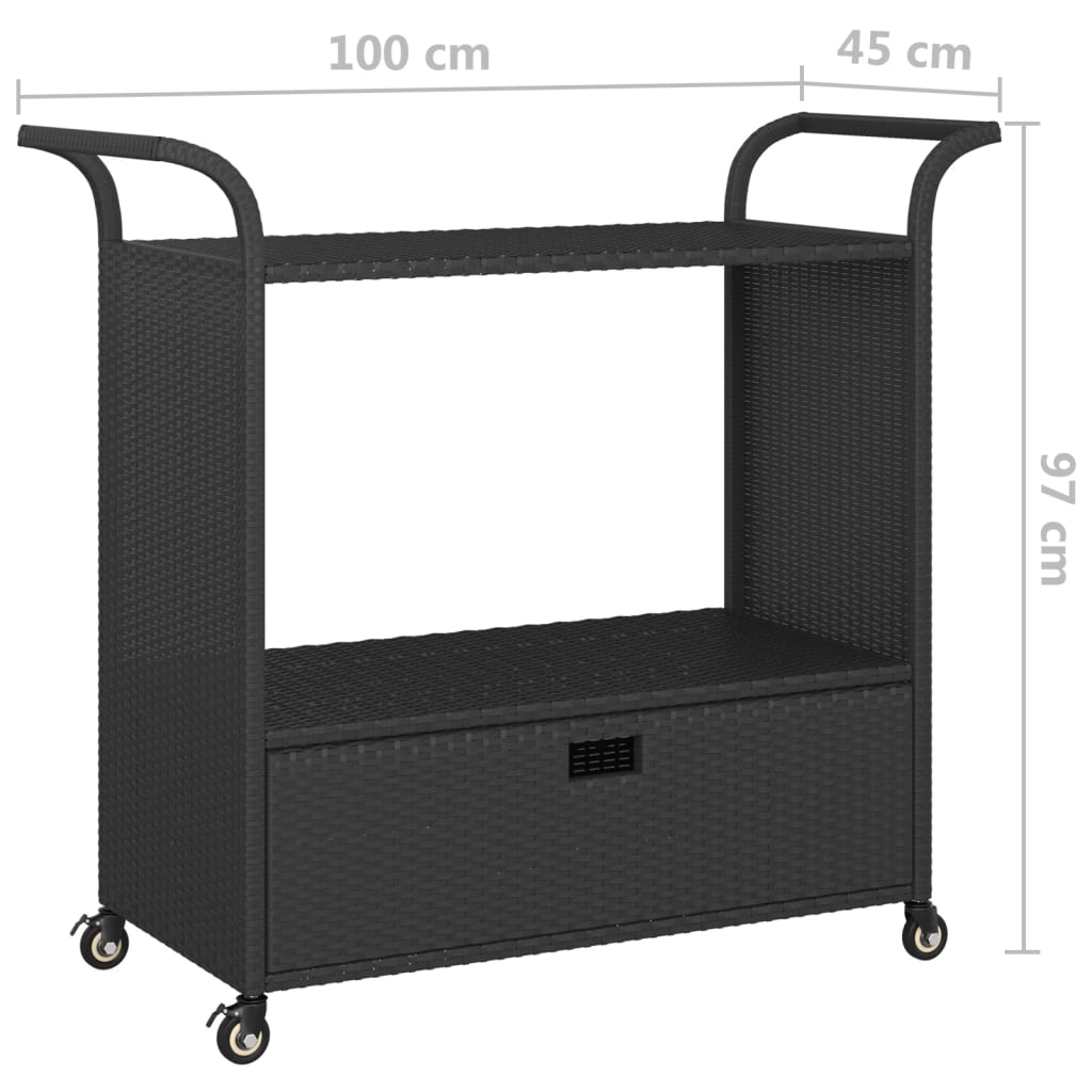 Cărucior De Bar Cu Sertar, , 100X45X97 Cm, Poliratan