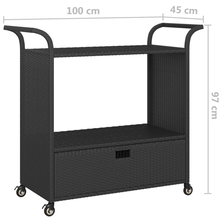 Cărucior De Bar Cu Sertar, , 100X45X97 Cm, Poliratan