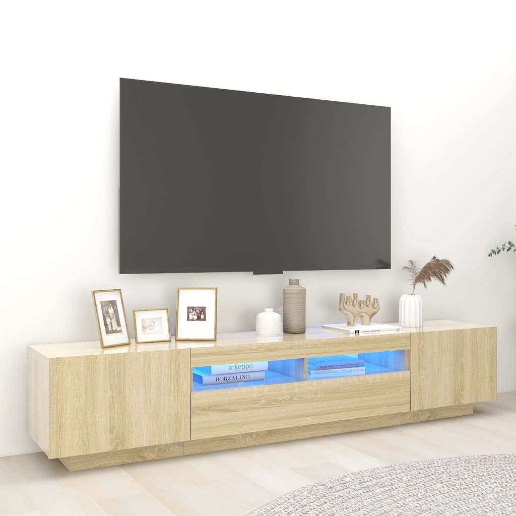Comodă Tv Cu Lumini Led, , 200X35X40Cm