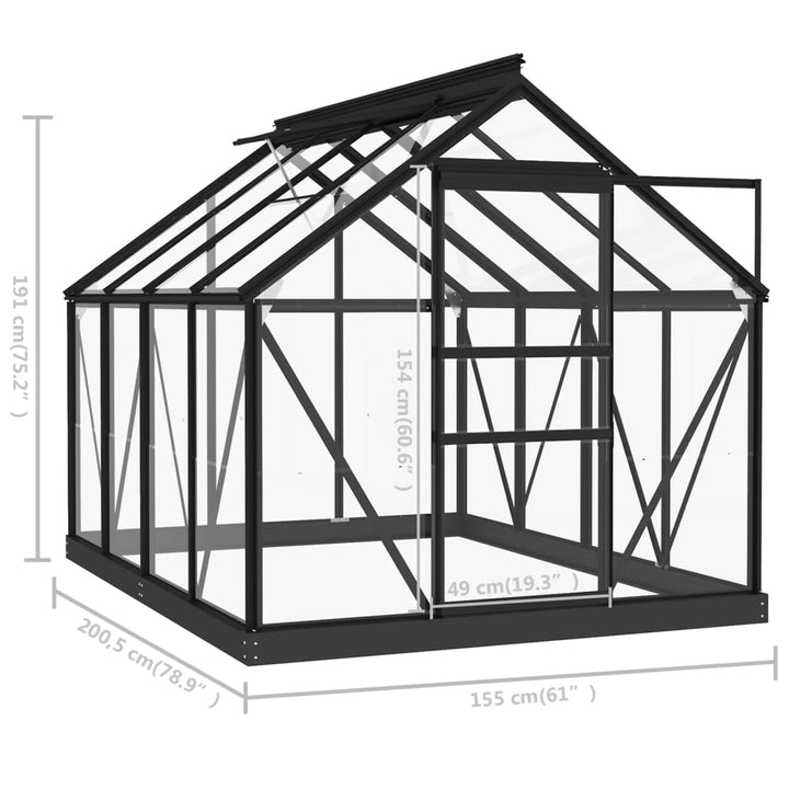 Seră Cadru Bază Antracit 1,6 M², Aluminiu (Nu Se Vinde Separat)